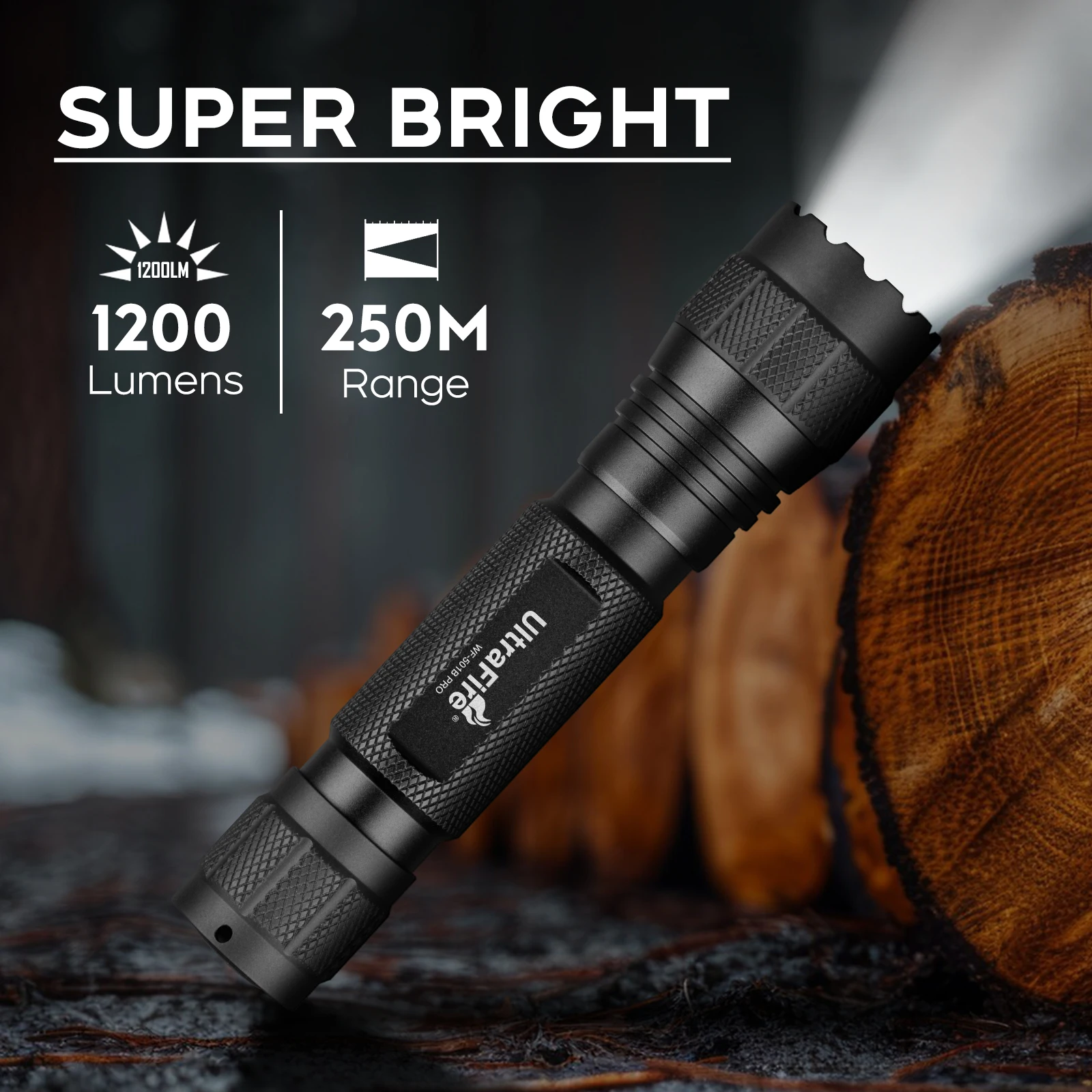 UltraFire 501B Mini Torcia LED Tattica 800 Lumen – Portachiavi, Impermeabile IPX-6, Singola Modalità, Con Cinturino