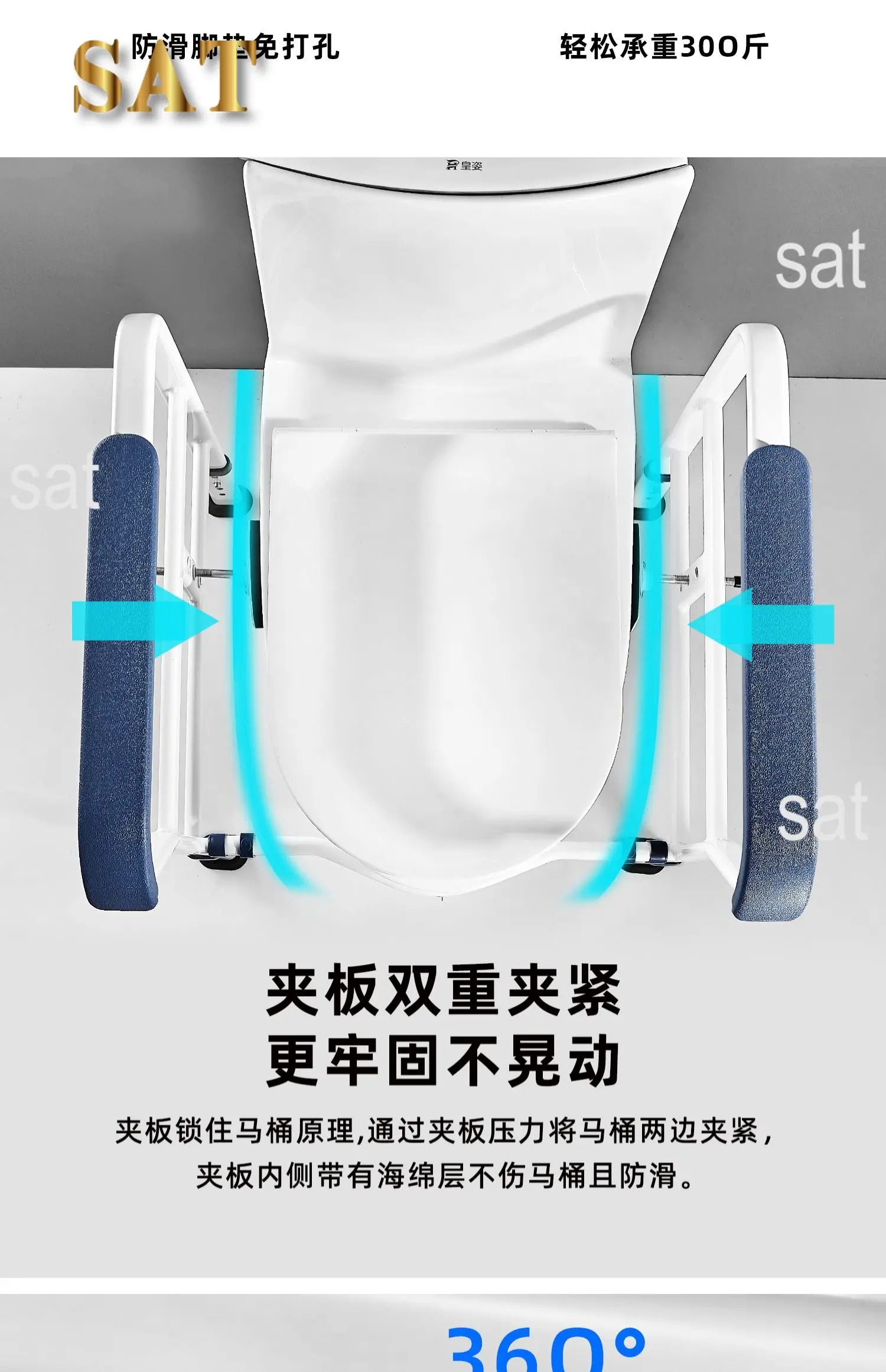 Description Picture 5 of itemElders Toilet Bathtub Handrail Safety Grab Bar Stainless Steel Handles Grab Bars Armrest Hand Support