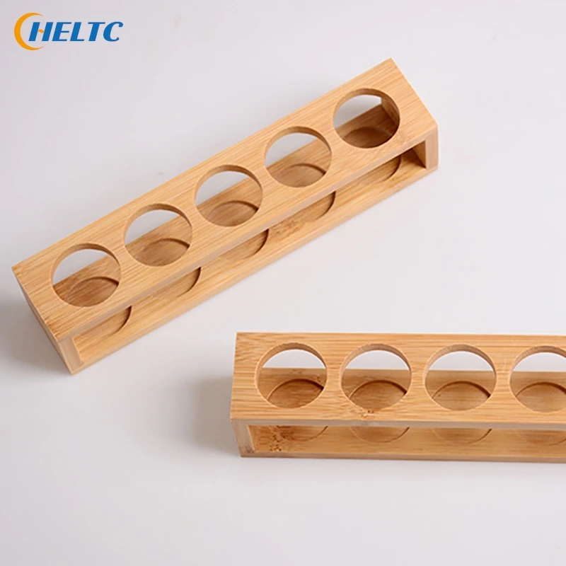 1PC 5/6Hole Essential Oil Bamboo Display Stand 5 Hole Essential Oil Storage Rack Smooth For Essential Oils Perfume Bottle Holder 5