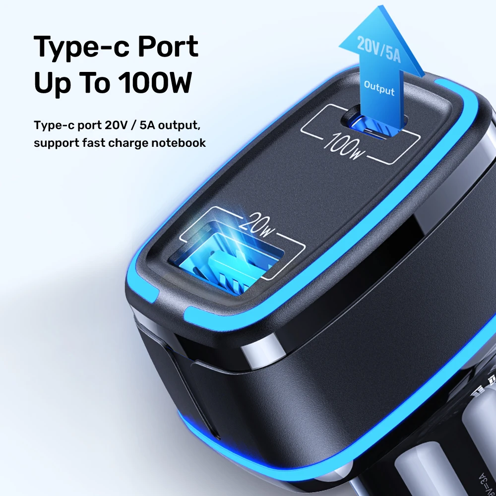 120W USB Car Charger Quick Charge QC VOOC SCP AFC Car USB Charger for Samsung Xiaomi Huawei PD USB C Charger For iPhone Macbook usb quick charge 3.0 Chargers