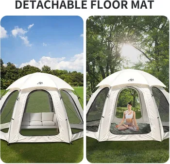 Screen Tent 10x10 FT Outdoor Camping Tent Canopy with Removable Waterproof Rainfly & Ground Sheet Luxury Yurt Glamping Tent 5