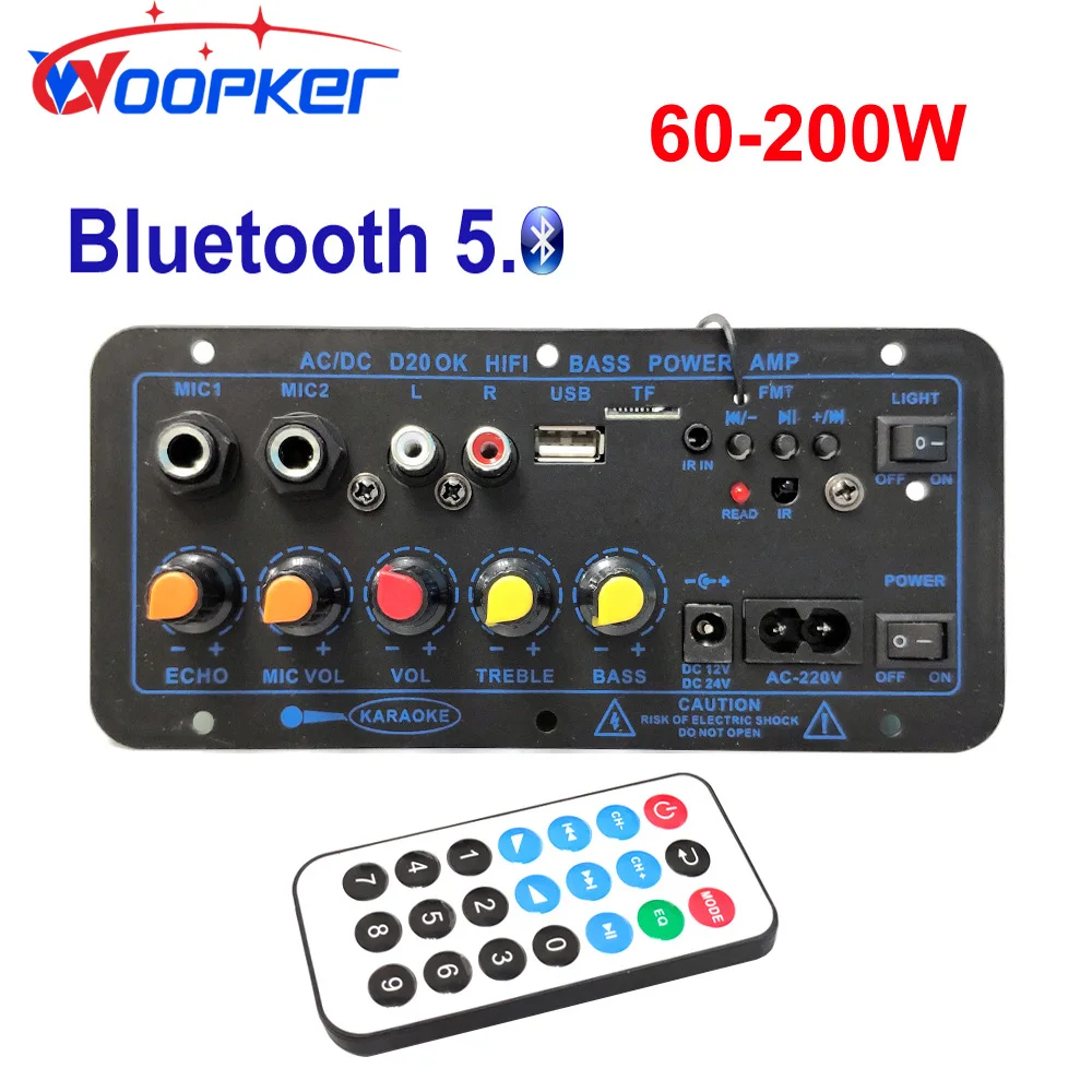 Woopker Bluetooth Amplifier Board 200w Usb Fmradio Tf Player Subwoofer