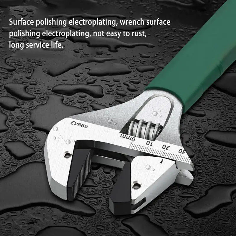 Steel Adjustable Wrench Wide Jaw Opening Plumber Tools Wrench Scale Marked Ergonomic Grip High Carbon Steel for Unclogging Pipe