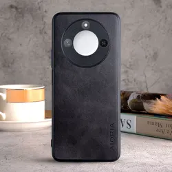 Luxury Vintage Leather Phone Case - Elegant Protective Cover for Honor X9C Smart (Black)