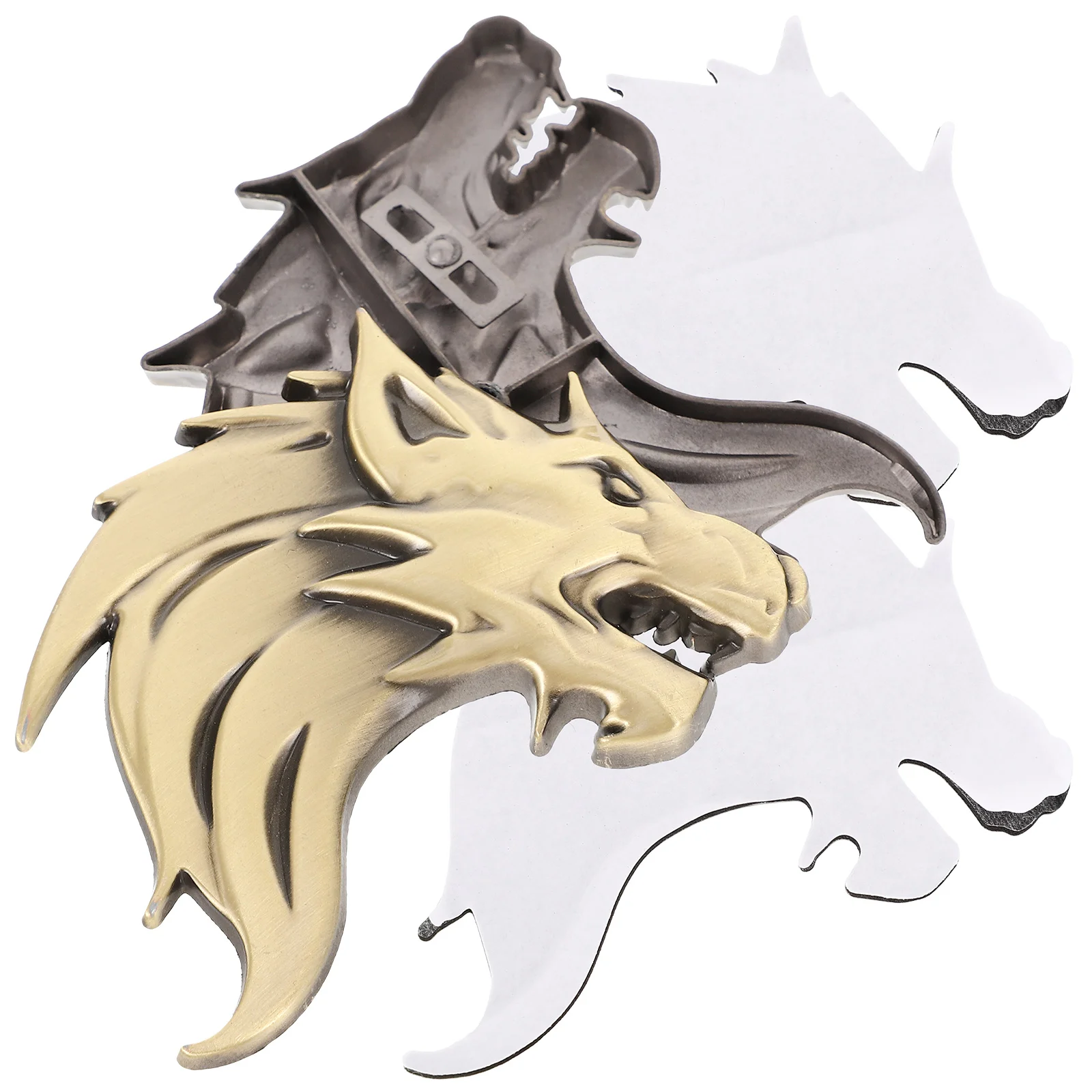 

2 Pcs Motorcycle Decals Car Sticker Automatic Metallic Wolf Head