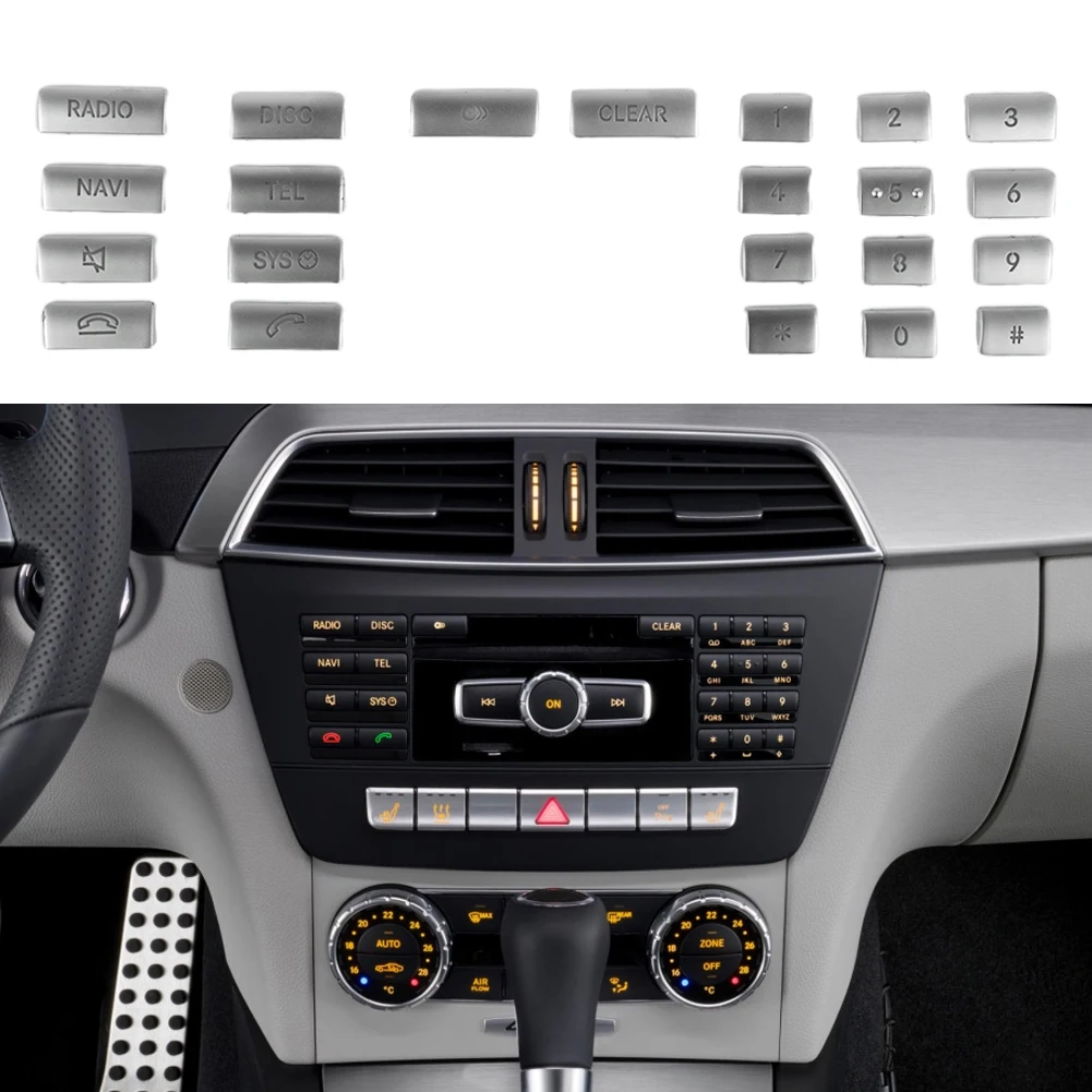 

For Mercedes For Benz Stickers Button Cover Accessories Silver Switch Button C Class W204 11-13 CD Pannel Numbers