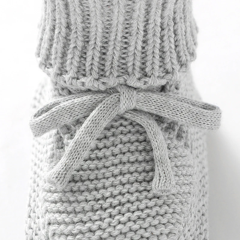 Infant Baby Shoes Knit Cotton Boys Girl Boots Fashion Tie Solid Newborn Walk Bed Footwear Toddler Kid Clothing Accessories 0-18M Casual Shoes