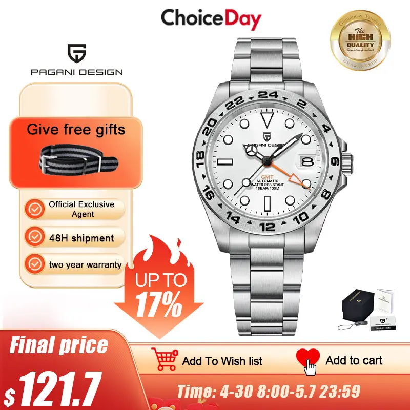2024 New NH34 PAGANI DESIGN GMT Men Watch Automatic Mechanical Watches Sapphire Stainless Steel Waterproof AR Clock Reloj Hombre