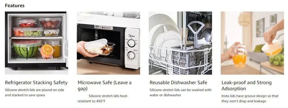 Description Picture 6 of itemFor Kitchen Accessories Cover Organization Fresh-keeping Elastic Bowl Packaging Sealable Food Silicone Lids and Housewares Cans.