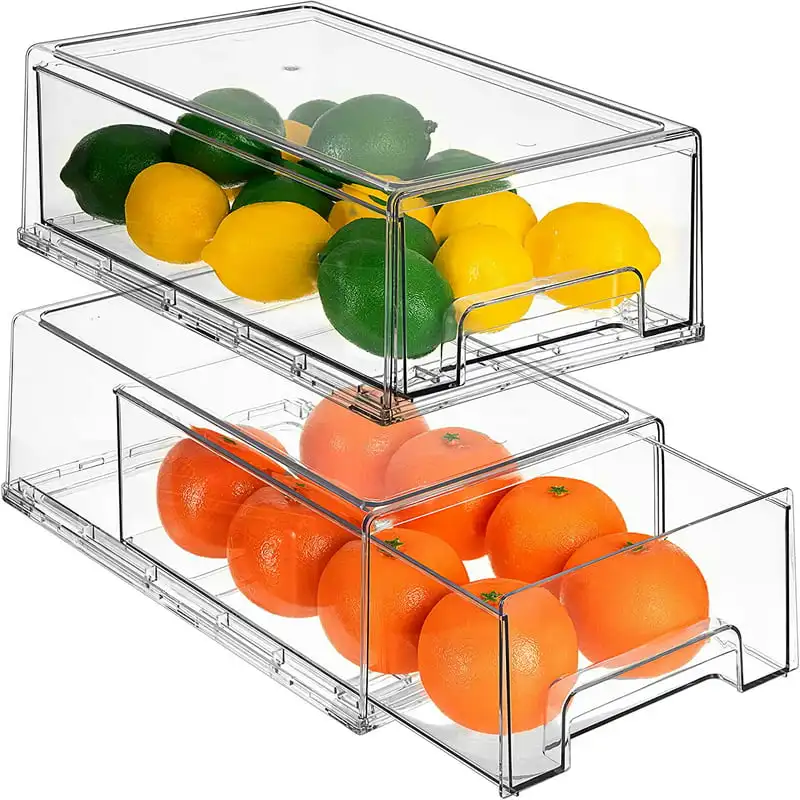 Fridge Drawers - Clear Plastic Stackable Pull-Out Refrigerator Organizer  Bins - Food Storage Containers for Kitchen, Refrigerato - AliExpress