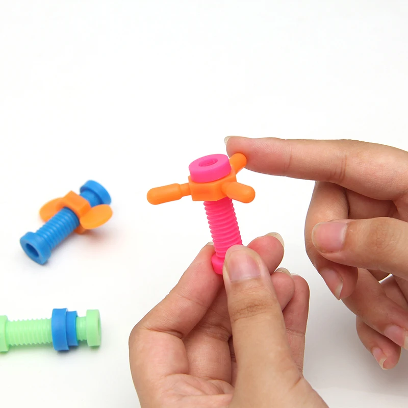 3Pcs Creative Screwing Building Blocks Toy Funny Children's Puzzle Toys Plastic Insert Nut Shape Boy Girls Holiday Birthday Gift