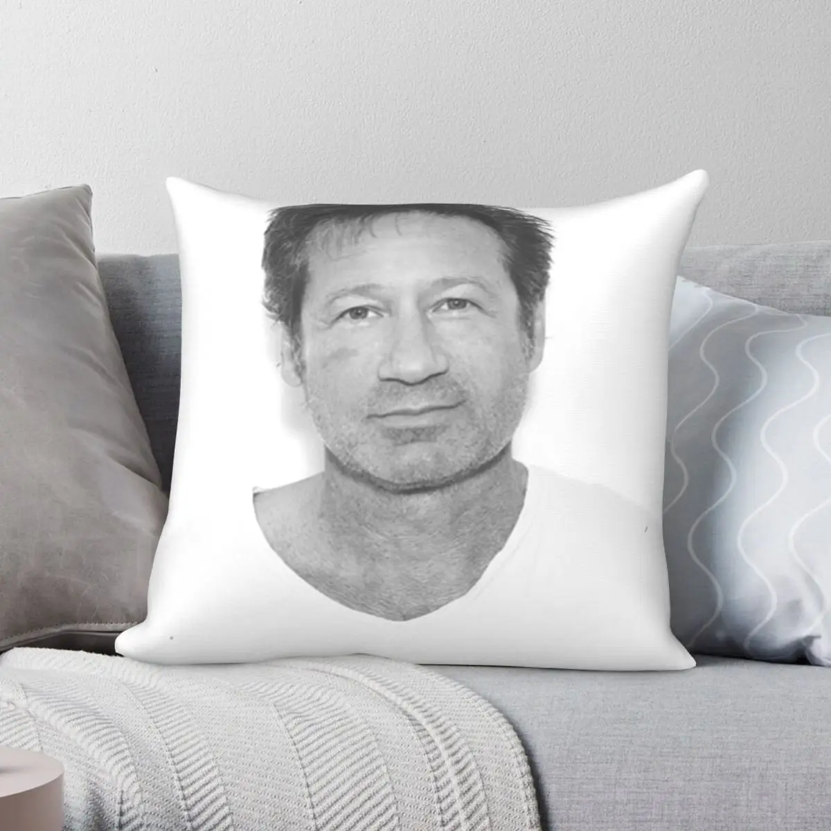 

Квадратный чехол David Duchovny из полиэстера и льна