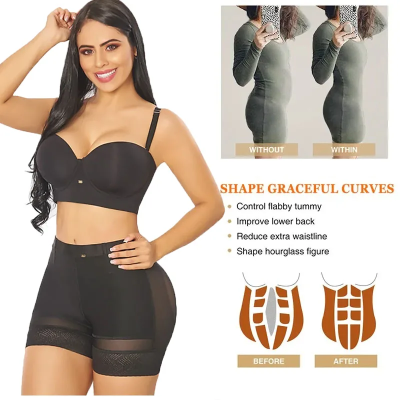 Fajas Women Body Shaper Waist Trainer Seamless Sexy Lace Shapewear Hip Lifting Tummy Control Underwear Flat Belly Shorts