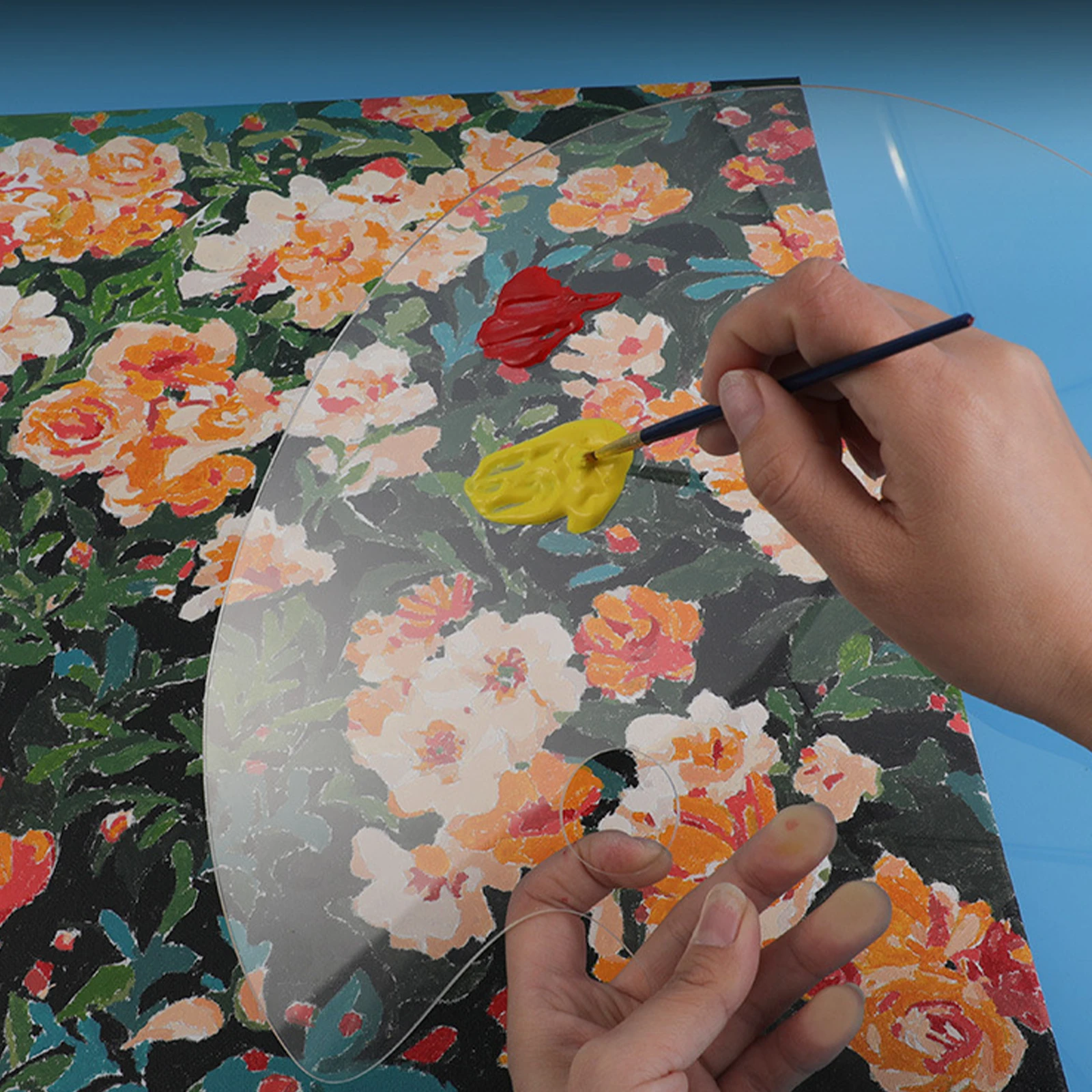 Transparent Acrylic Palette Art Oil Painting Gouache Color Grading Pigment Mixing Tray Handheld Color Mixed Pallet Artist Tool 6