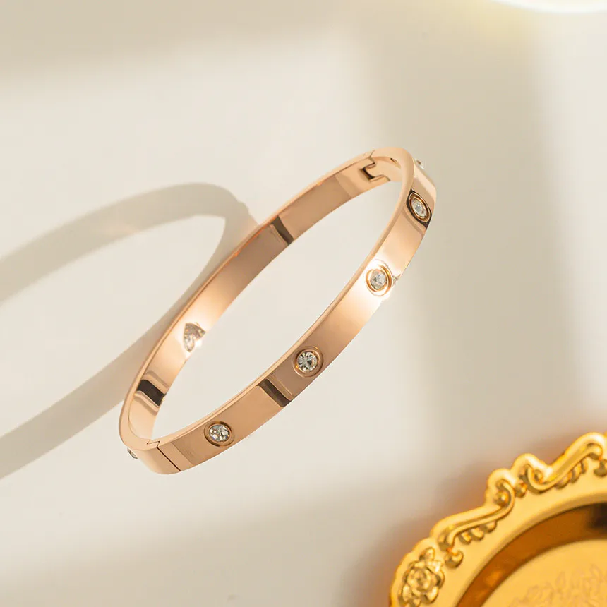 316L Stainless Steel Simplicity Generous Zircon Bracelet Ladies Fashion Trend High Jewelry Accessories Party Gift SAB1390 5