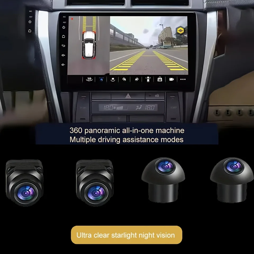 [360 HD Vehicle Camera] | Panoramic Surround View, Right+Left+Front+Rear, Night Vision, Driving&Parking Assist - 2