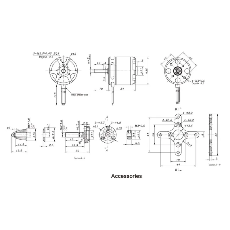 SunnySky 2814 X2814 900KV KV1100 KV1250 3-5S Brushless Motor for Believer UAV 1960mm RC Airplane Helicopter Fixed-wing Drone thumbnail 6