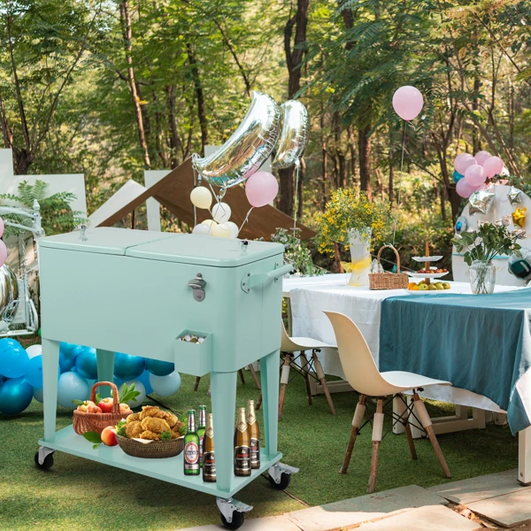 薄荷绿 冷冻保温推车 91*84.5*38.5cm 长方形 塑料箱体 冷冻保温 N001-79