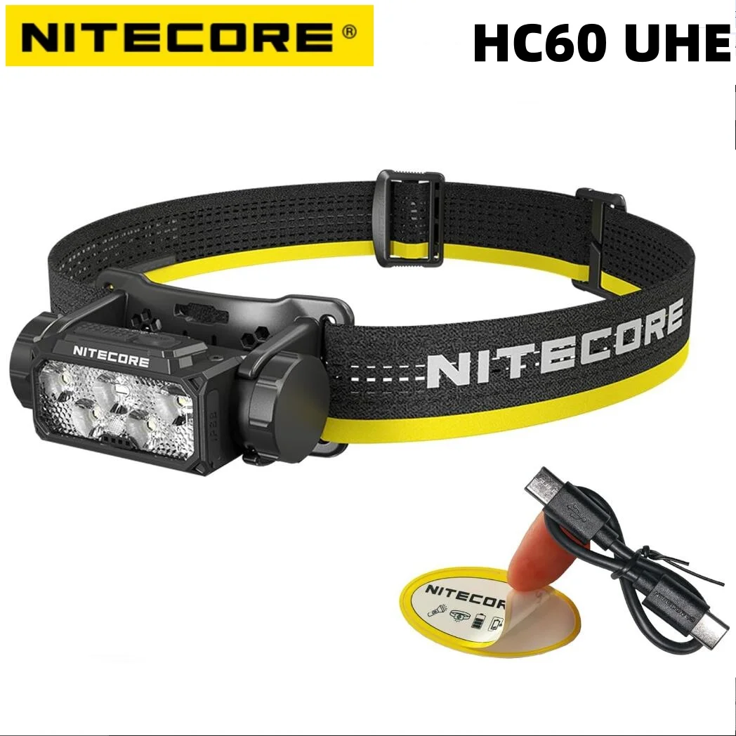 NITECORE HC60 UHE Lamp Headlights USB-C Rechargeable White & Red Light 1600Lumens LED High Performance Headlamp Built-in Battery