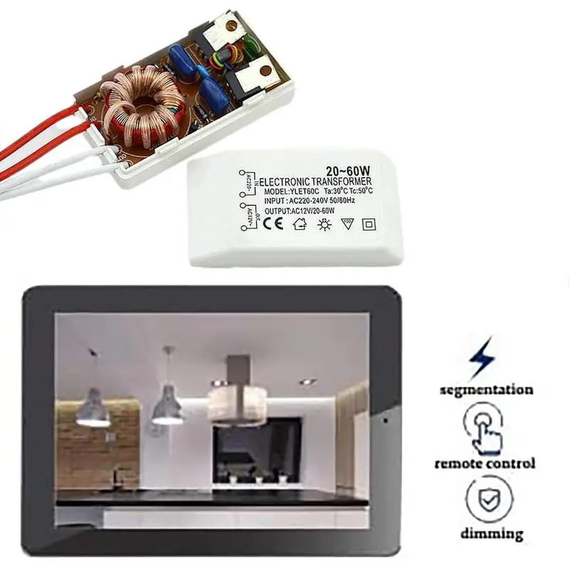 전자 변압기 LED 컨트롤러 전원 공급 장치, LED 드라이버, 220V  AC 12V 전압, 천장 조명용 비절연 변압기