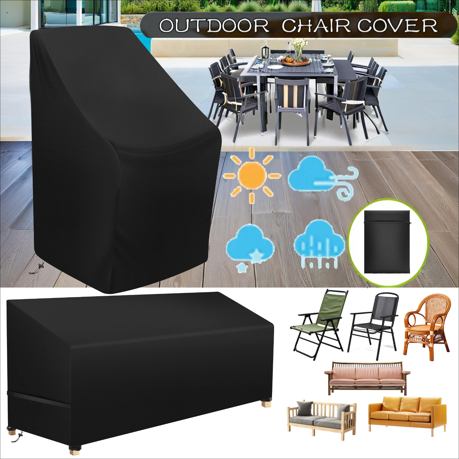 Durable Waterproof Outdoor Patio Lounge Chair Cover - Dustproof and Weather-Resistant Protection