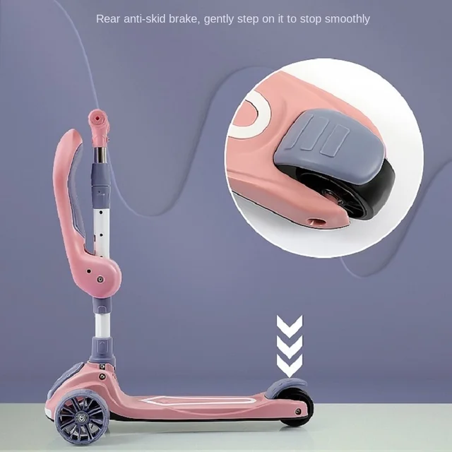 Children's Kick Scooter Folding Skateboard Kids Adjustable Height Flashing Light 3 Wheels Foot Scooters Boy Girl Scooter Gifts 6