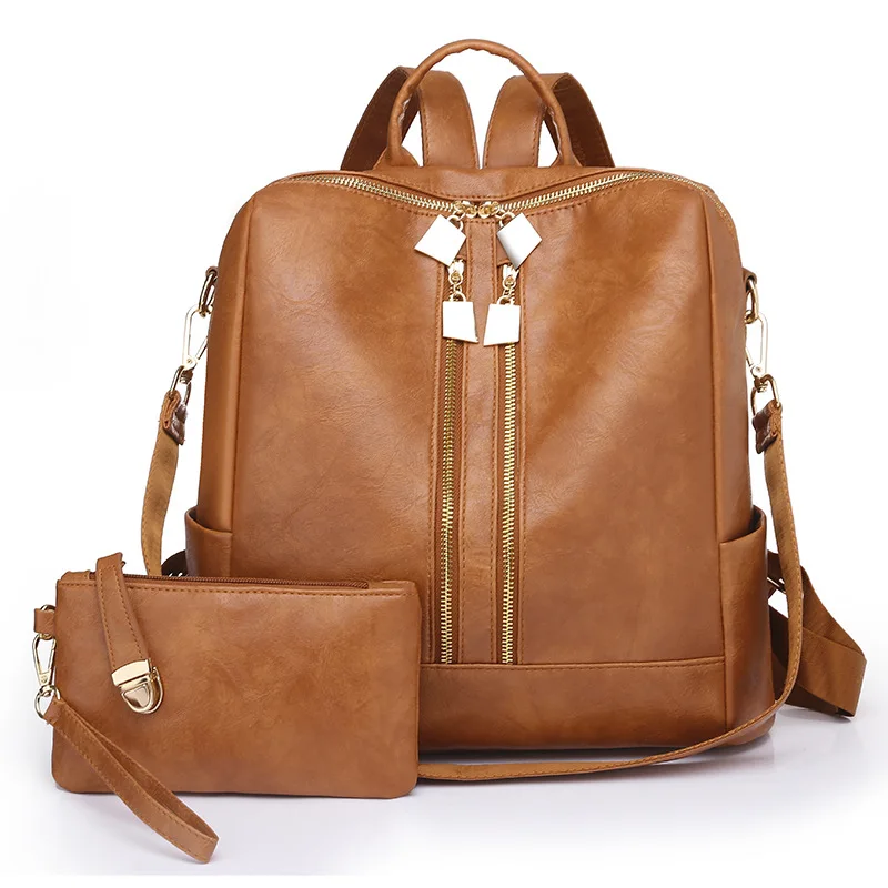 

Fashion Anti-theft Women Backpacks Famous Brand High Quality Leather Travel Backpack Ladies Large Capacity Shoulder Handbags