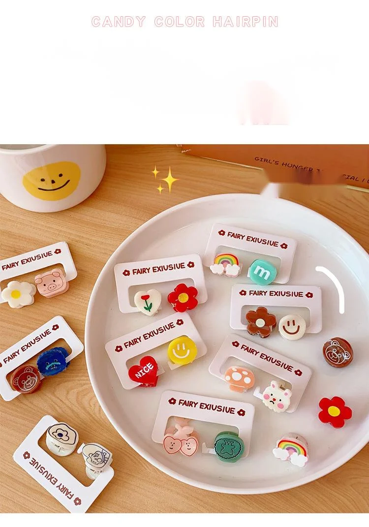 2 accessoires pour cheveux couleur bonbon mignon mini pinces à cheveux dessin animé ours frange pince cheveux restes pince accessoires pour étudiants_voghion.com