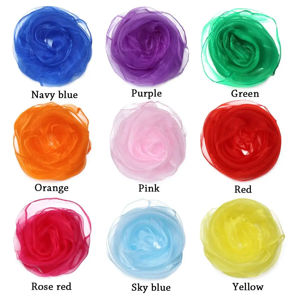 Red Color Juggling Performance Props Rhythm Band Scarves Music Scarves Square Silk Scarf for Kids Dance Scarfs 6