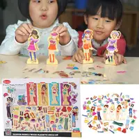 Magnetic Dressing Toys Magnetic Dress Up Dolls For Girls Dress-Up Dolls Travel Playset Including 63Pcs And 4 Wooden Doll Pretend 2