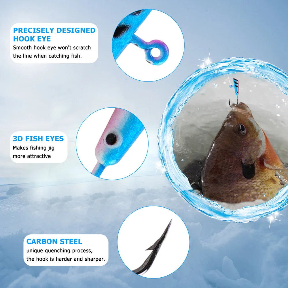 Spinning Ice Fishing Rod Combo with Winter Ice Fishing Jigs Lead