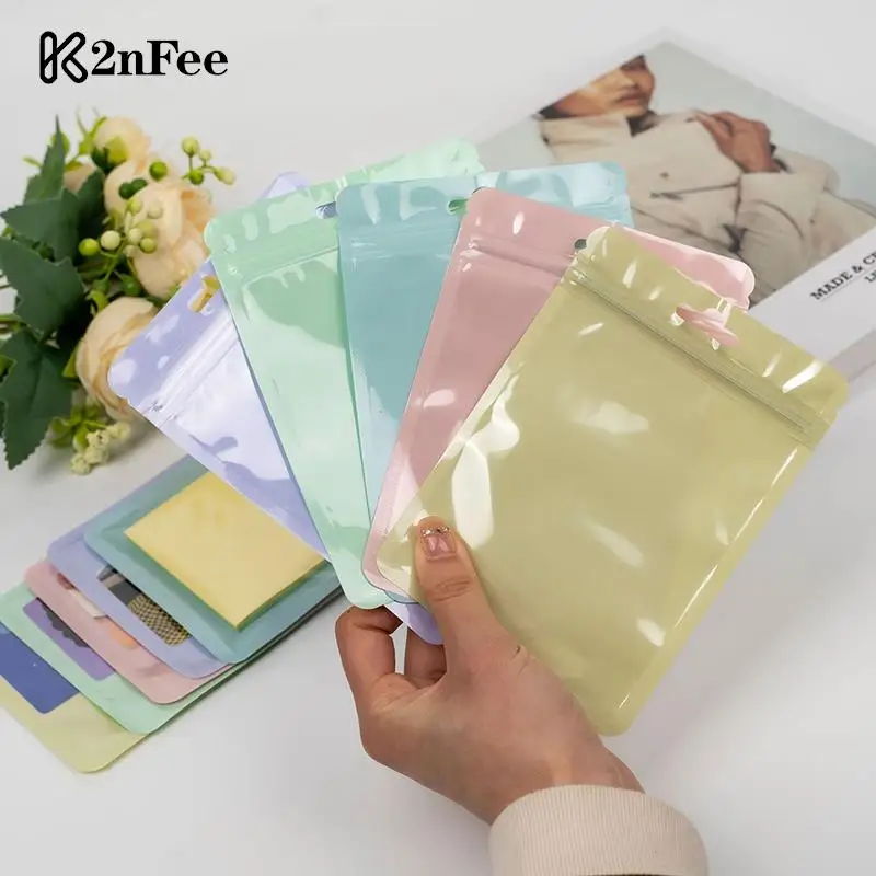 

10pcs Reclosable Zip Bags Candy Colors Pouches Plastic Jewelry Cookie Food Storage Bag Zipper Bags Clear Gift Packaging Case