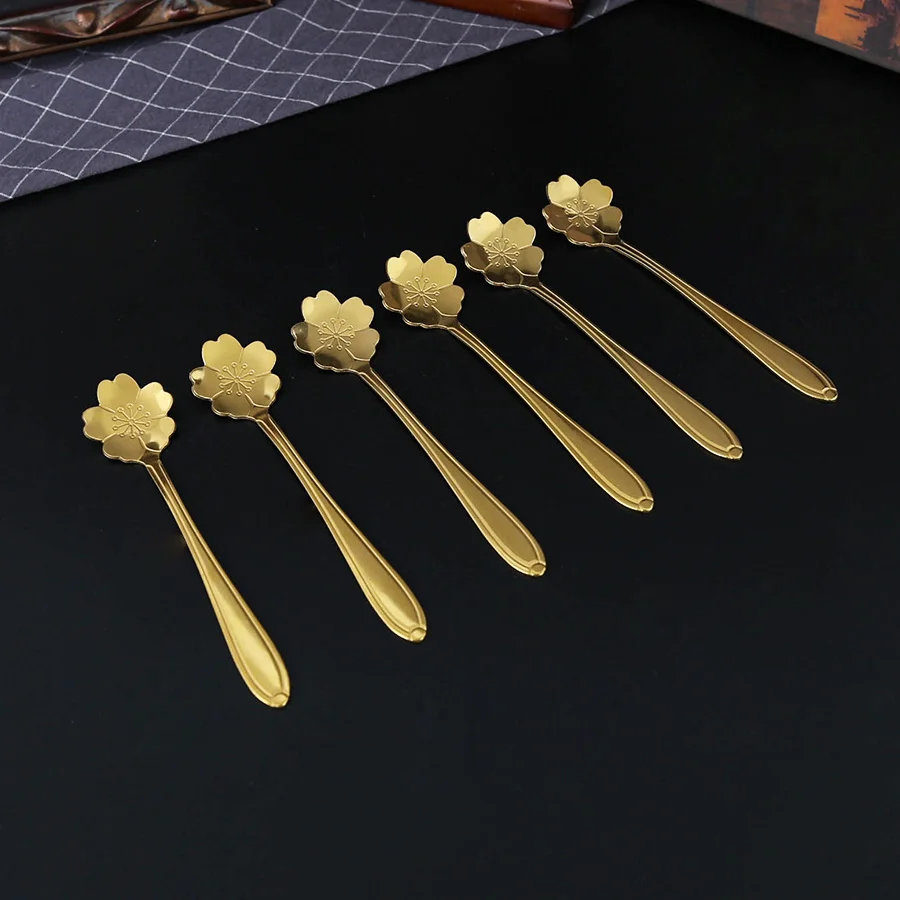 6 pieces of flower design spoon combination set, coffee spoon, dessert fruit spoon, festival table spoon.