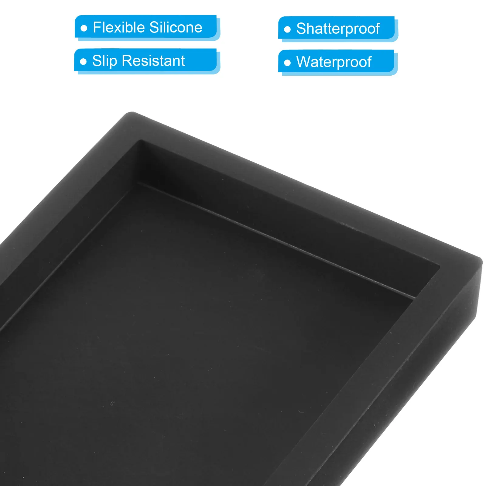 Bathroom Vanity Trays Silicone Bathroom Tray Shatterproof Durable Rectangle Tray for Restroom Dresser Kitchen 1/2pcs