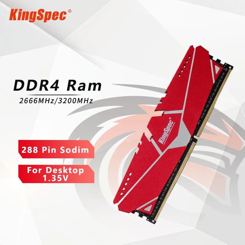 Оперативная память KingSpec ddr4 4 ГБ 8 ГБ 2666 МГц, ОЗУ ddr4 Dimm 16 Гб 3000 МГц, ОЗУ для настольного компьютера, аксессуар с радиатором