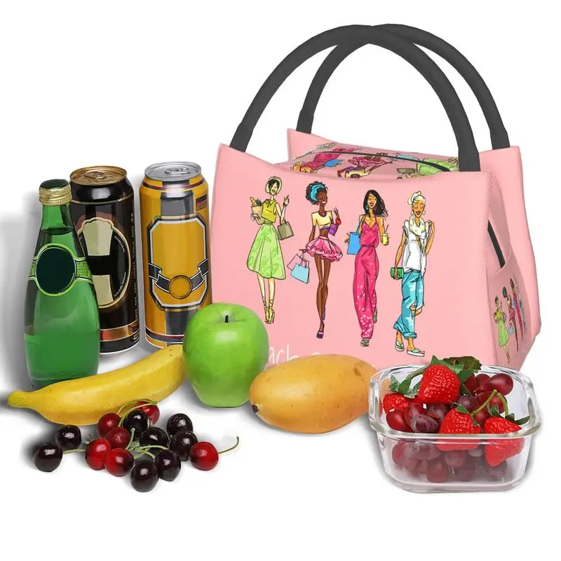 Insulated Lunch Bag Resuable Cooler Thermal Lunch Tote Work Picnic Food Tote Bags Black Girl Magic African Women