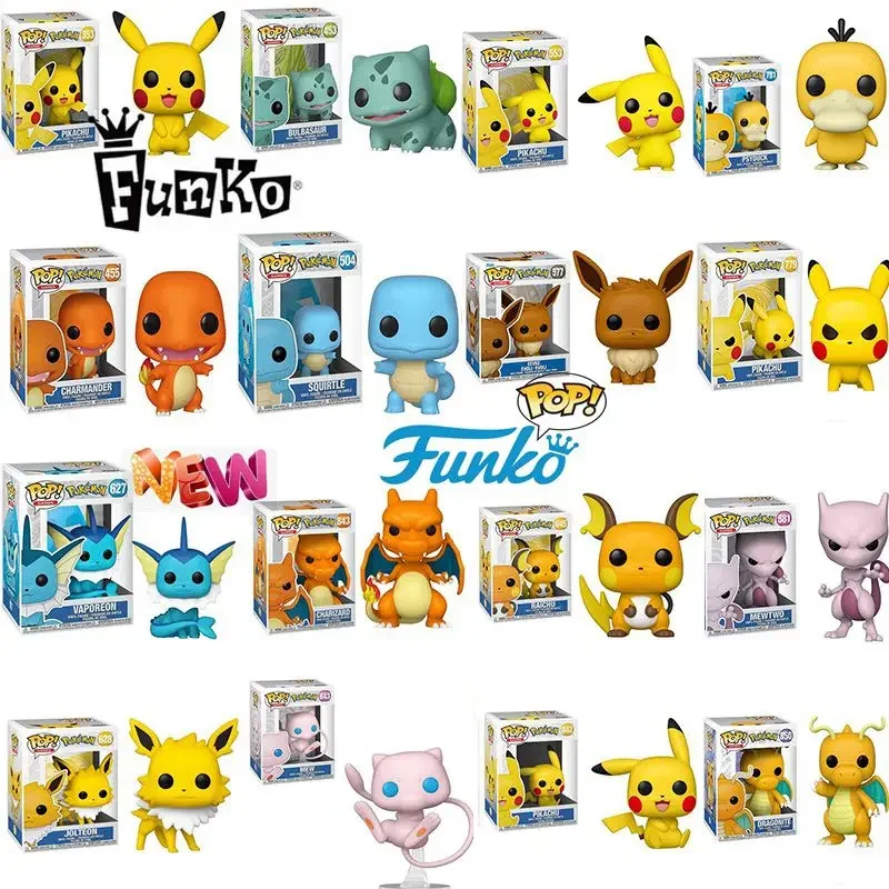 Muñeca Funko POP Pokemon Pikachu Jolteon 628 # Vaporon 627 # Dragonite 850 # Squirtle 504 # Charmander 455 # Muñeca de PVC Regalos de juguete