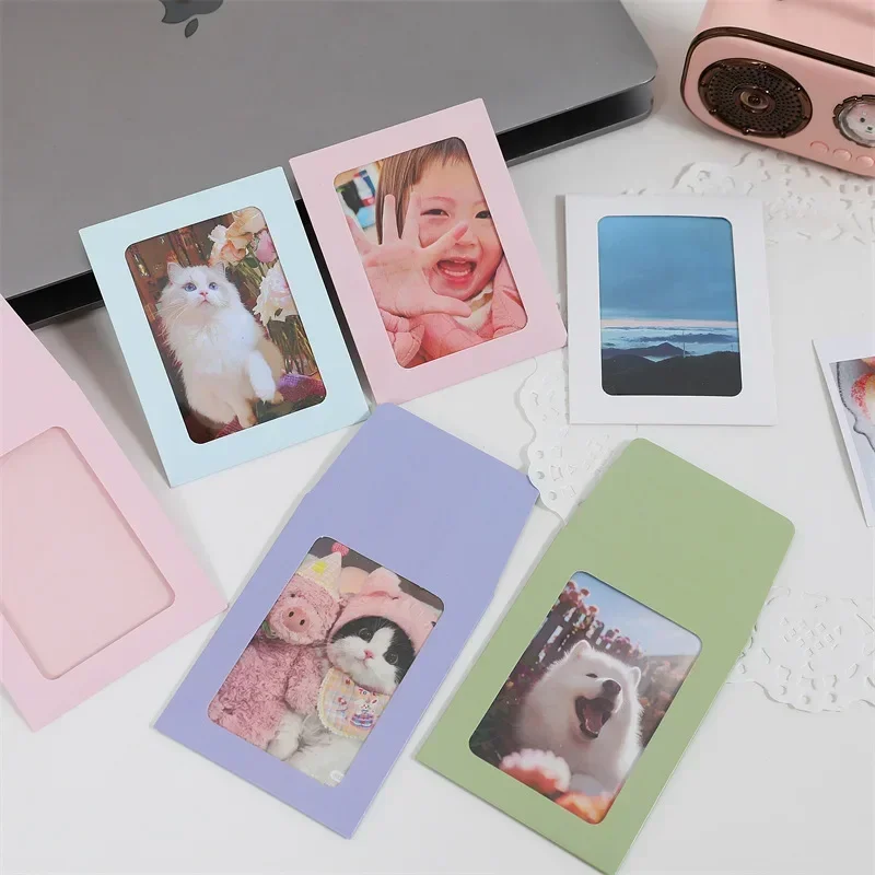 Macaron Transparent Window Envelopes Paper Card Holder DIY Photo Frame Storage Gift Packaging Bag Kawaii Pocket Envelope 5/10pcs