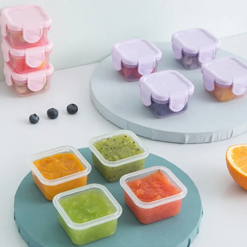 Baby Food Storage Containers 4pcs BPA Free Mini Baby Food Storage Containers Baby Learning Dishes Auxiliary Bowl Portable Sealed Storage Boxs Can Microwave