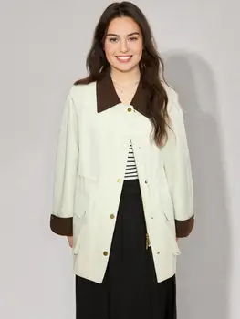 DUSHU Women Spring Casual Trench One Hand Length Turn-down Collar Trenches Drawstring Women Beige Grey Coats 25DS81201 1
