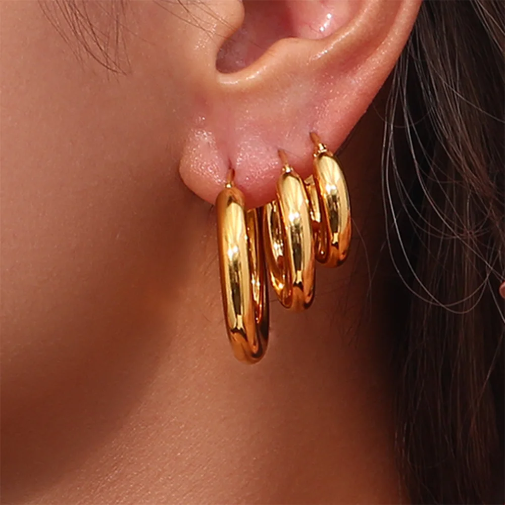 Boucles d'oreilles créoles Plaqué or Sans pierre Rond Jaune - 40180159343R00 • Histoire d'Or