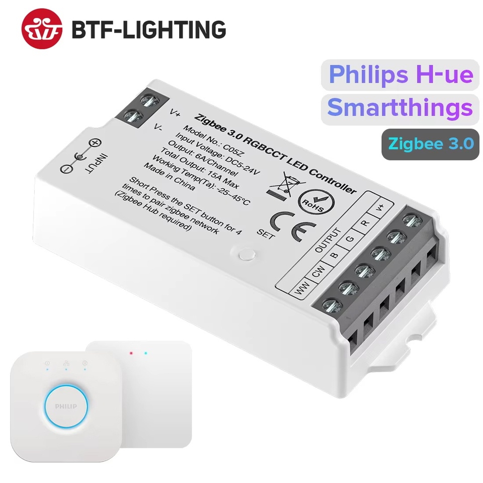 Zigbee 3.0 WiFi LED Controller DIM CCT RGB RGBW RGBCCT LED Strip Bridge Tuya Dual Mode Gateway Smart Things DC5V-24V