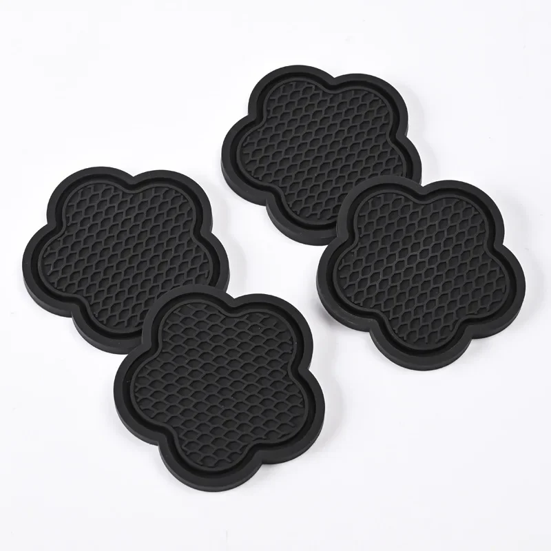 Car Cup Coaster Flower Shaped Silicone Waterproof Non-Slip Sift-Proof Spill Saucer Auto Interior Anti-skid Cup Holders 2PCS cup holder coasters car coaster pads
