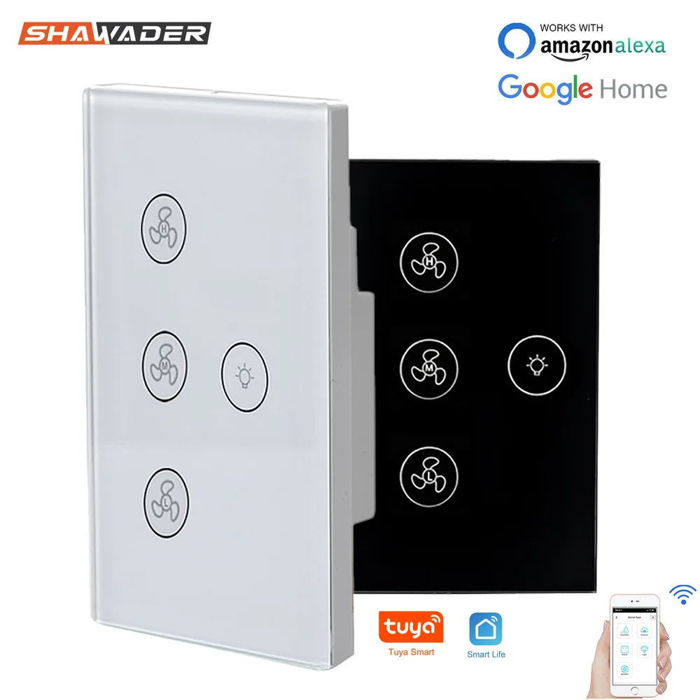 WiFi Smart Light Switches Fan Celling Power Switch Glass Panel Homekit
