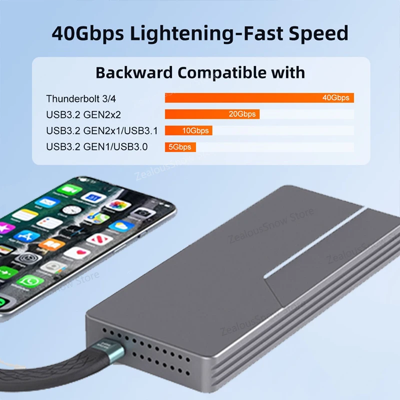 USB4 40Gbps NVMe SSD 외장 케이스 8TB 내장 쿨링 M.2 NVME PCIE 케이스 알루미늄 케이스 썬더볼트 4/3 호환