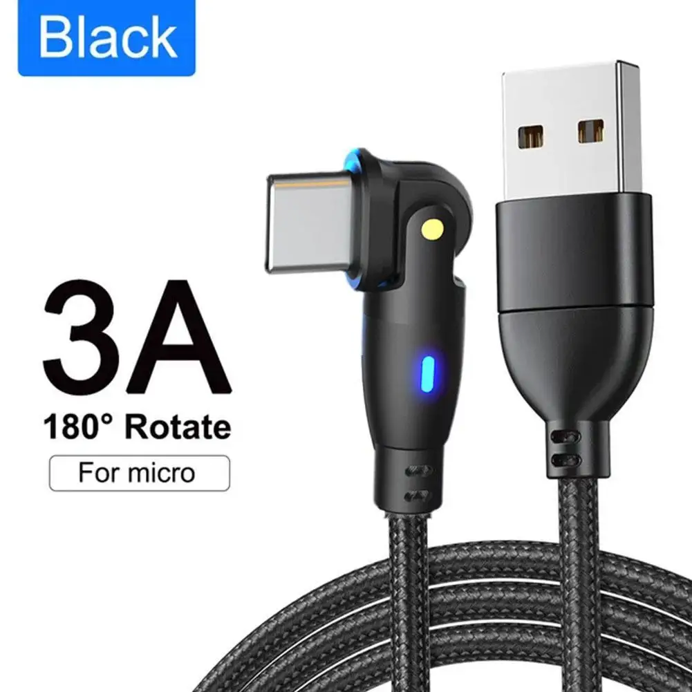 

1pcs USB Type C Short Cable 180 Degree Phone Charger Cord 0.5/1/2m Mini Micro USB Data Cable For Powerbank Laptop Charge Cable