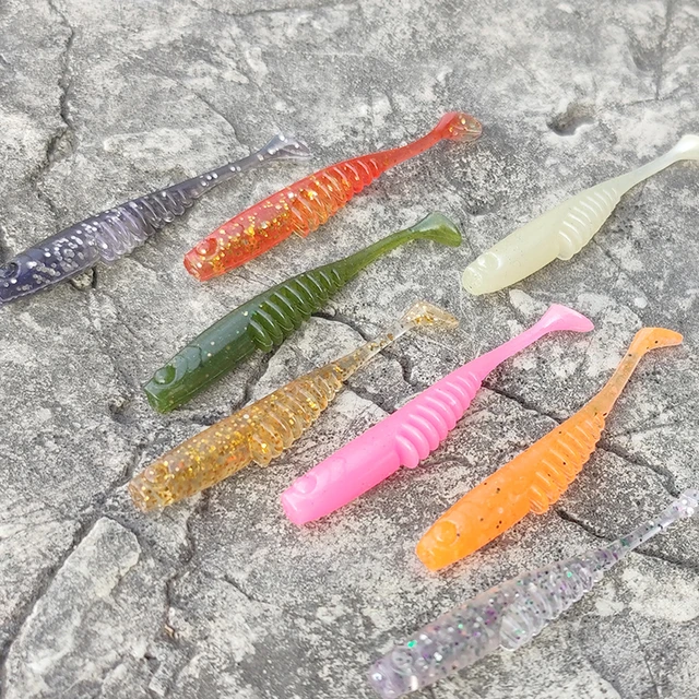 Portable 8pcs Fishing Lure Baits 7cm Noodle Insect Fish Bait