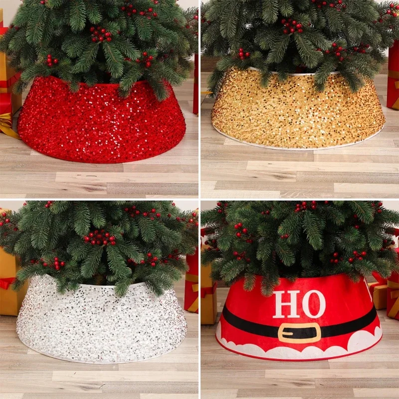 Christmas Tree Collar Sequins Round Christmas Tree Collar Party For Holiday Ornaments Rings christmas tree skirt