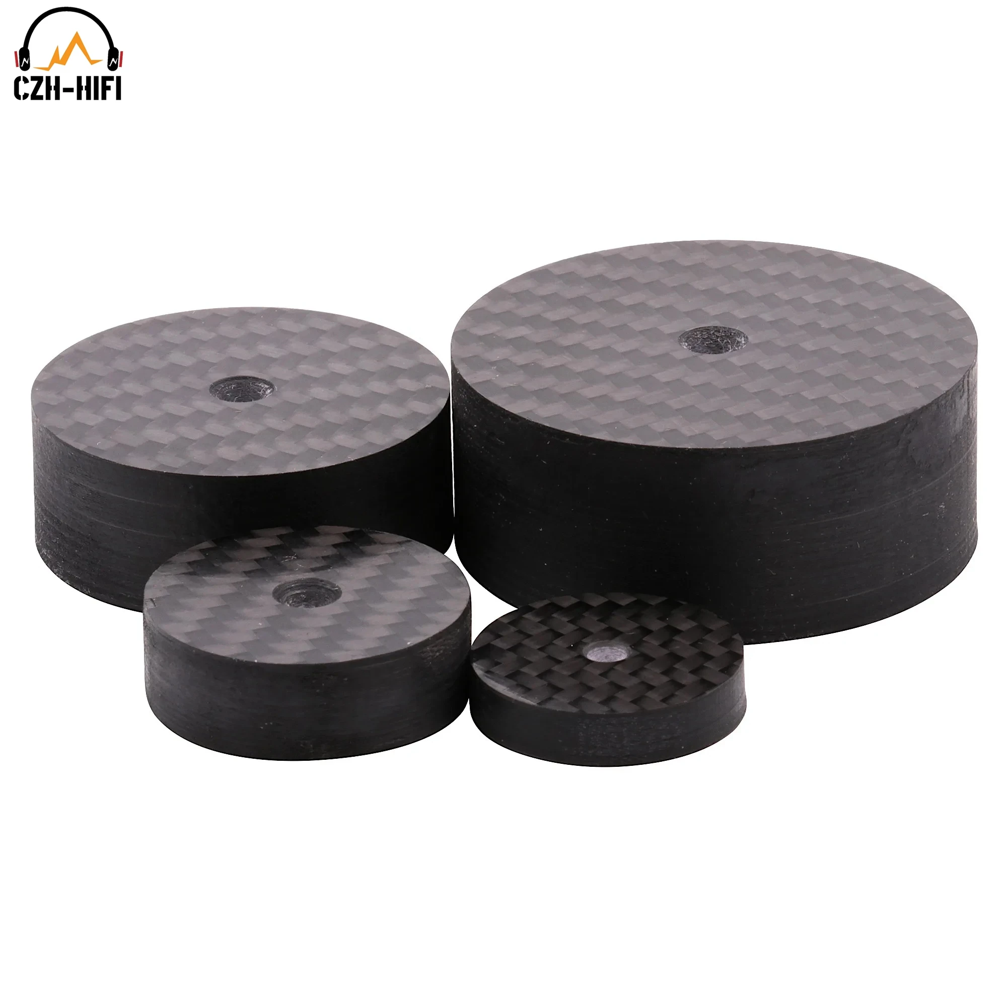 1pc Schwarz Feste Carbon Faser Verstärker Lautsprecher Isolation Spike Pad Boden Basis DISC Matte Für Hifi Plattenspieler DAC CD-Player radio