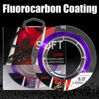 Fluorocarbon Coating Fishing Line 150M Japan 0.10mm-0.50mm 4.8LB-44LB Carbon Fiber Leader Line Fishing Lure Wire Sinking Line 1